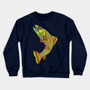 Psychedelic Rainbow Trout Fish Crewneck Sweatshirt